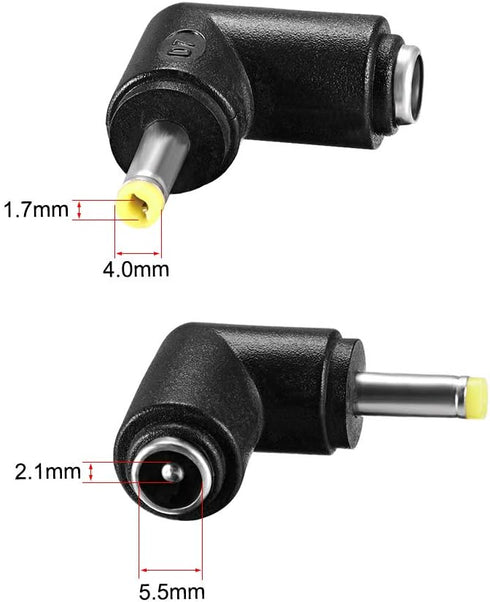 uxcell 3pcs DC Power Connector Adapter 90 Degree Angle 4.0mm x 1.7mm Male Plug to 5.5mm x 2.1mm Female Jack Coupler Converter or Laptop CCTV Camer...