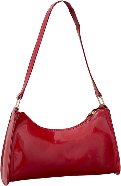 QWINEE Women's Artificial Patent Leather Tote Bag Square Bag Satchel Purse Handbags Ladies Shoulder Totes Bag Crossbody Bags...