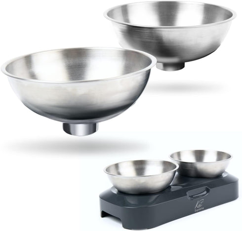 Raised Cat Food Bowls - Two Replacement Bowls Set, Elevated Tilted Bowls, Stainless Steel Bowls, Cat Feeding Bowls (2 pcs)...
