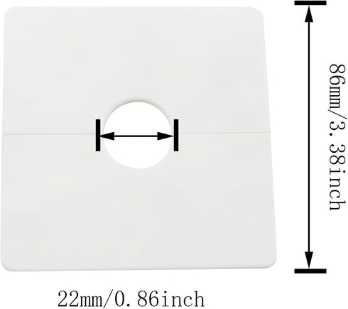 2pcs ABS Plastics Square Shaped Escutcheon Plates with 22mm Diameter Hole Wall-mounted Water Pipe Cover, White...