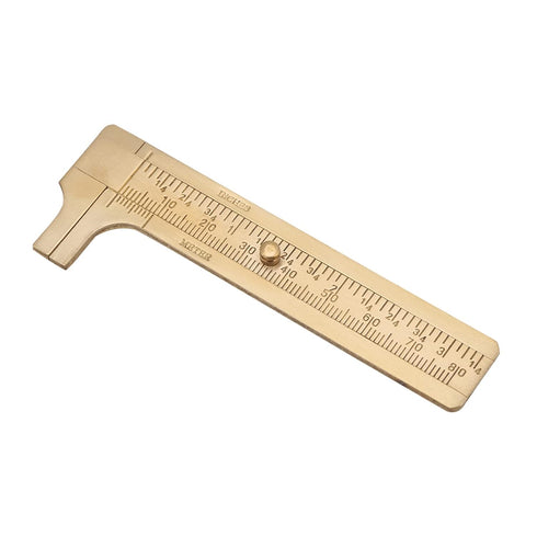 Gauge Vernier Pocket Caliper Handy Brass Sliding Gauge Brass Vernier Caliper Ruler Measuring Tool Double Scales mm/inch Mini Bead Wire Jewelry Mea...