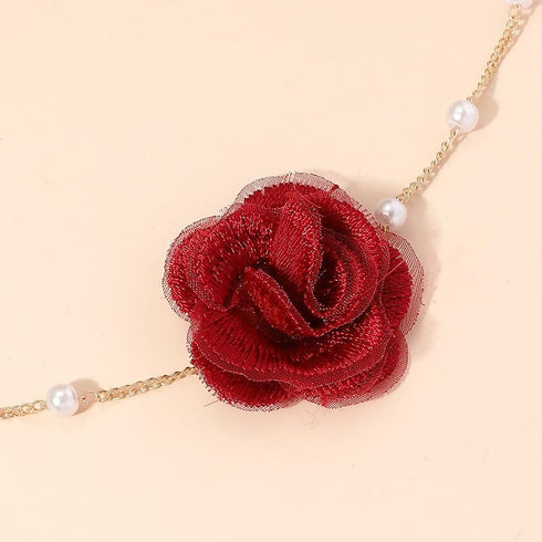 Vintage Flower Choker Necklace with Baroque Pearl Handmade Rose Floral Sexy Plated Collar Neck Chain Bridal Party Neck Jewelry for Women...