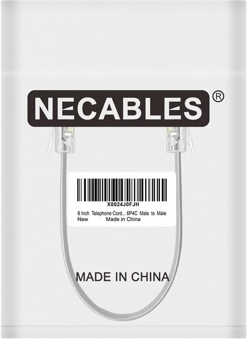 NECABLES 6 Inch Short Telephone Cord Phone Cable Wall Phone Cord for Landline RJ11 6P4C Male to Male...