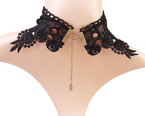 Black Choker Lace Necklace with Bracelet and Earrings Set - Punk Party Gothic Vintage Accessories for Women...