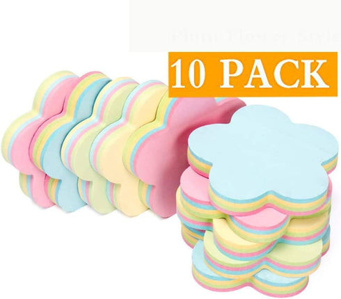 Sticky Notes Self-Sticky Notes,100 Sheets/Pad, 10Pads/Pack in Box,Easy to Post for School, Business, Family,Great Office Supplies (Flower Shape)...