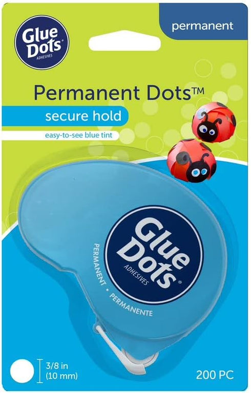 Glue Dots, Permanent Dots Dot N' Go Dispenser, Double-Sided, 3/8", .38 Inch, 200 Dots, DIY Craft Glue Tape, Sticky Adhesive Glue Points, Liquid Ho...