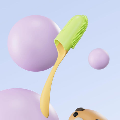 Silicone Pet Toothbrush - Soft Handled Brush with Gentle Bristles, Ideal for Cats & Dogs Dental Care, Easy Teeth Cleaning (Yellow with Green)...
