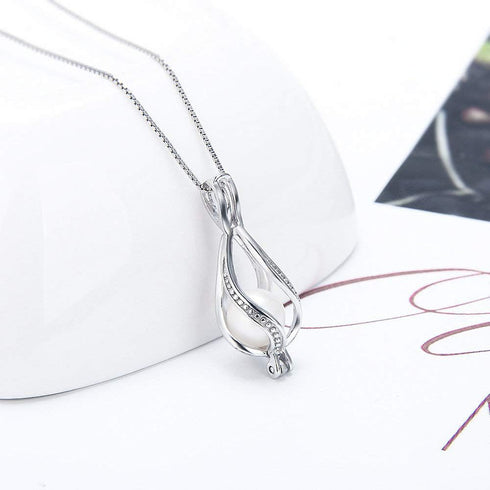 Sterling Silver Cage Pendant for Women, Twisted Waterdrop Design, Pearl Jewelry Making, Essential Oil Diffuser Lockets...