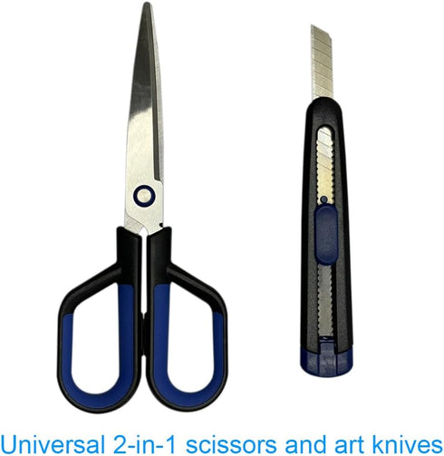 2-in-1 Scissors and Utility Knife Set (Blue-Black)...