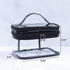 Clear Makeup Case, Transparent Double Layer Toiletry Bag, Waterproof PVC Travel Cosmetic Case for Skincare Products (Black)......