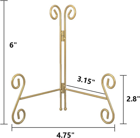 Plate Stand, 6 Inch Small Plate Holder for Display, Gold Iron Plate Easel for Photos, Picture Frames, Cookbooks, Card and Decorative Plates(1PACK)...