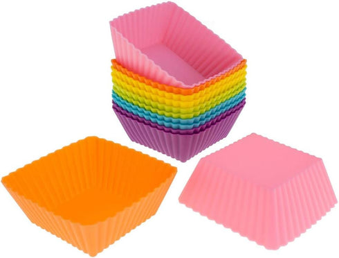Kaptin 24pcs Silicone Muffin Baking Cups Cupcake Liners,Reusable Non-Stick Cake Molds Sets Multi-color (Square + Rectangle + Triangle + Ellipse)...