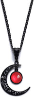 Moon Crystal Necklace Punk Style Moon Pendant Necklace Vintage Black Crescent Moon Necklace Dark Gothic Necklace Halloween Costume Jewelry Chirstm...