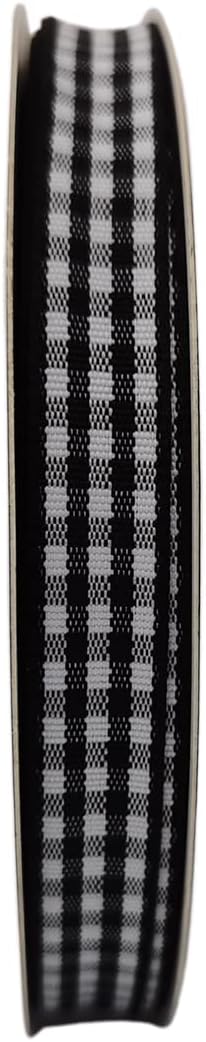 Buffalo Check Ribbon Black and White Gingham Ribbon 25 Yards for Crafts (3/8", Black)...