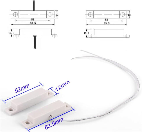 10pcs Surface Mount Alarm 10W 100V 0.5A in Max Magnetic Contact Ideal for Door Window Security with Lead Wire and 3M Adhesive Paper...
