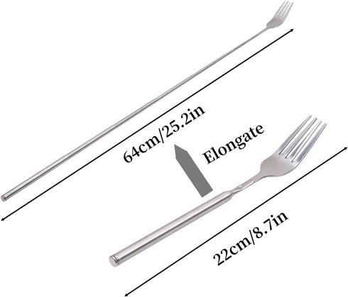 5Pcs Extendable Forks, Stainless Steel BBQ Telescopic Forks 8.7-25.4Inch Dessert Long Handle Fork Cutlery Barbecue Telescopic Toasting Dinner Frui...