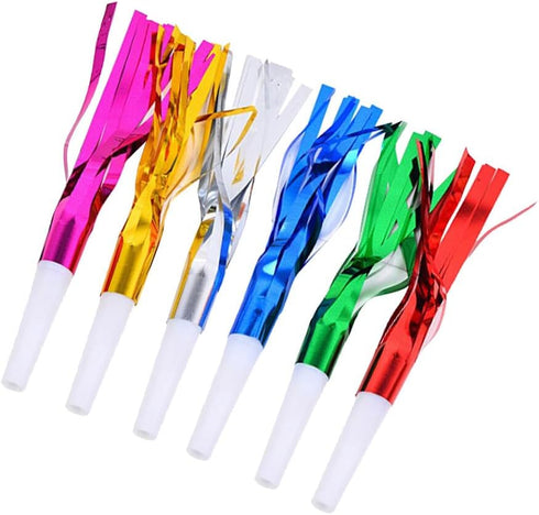6Pcs Colorful Noise Maker,Metallic Fringed Blowouts Whistles,Party Blowers Whistles,for Birthday Party Favors, New Years Party, Party Supplies...