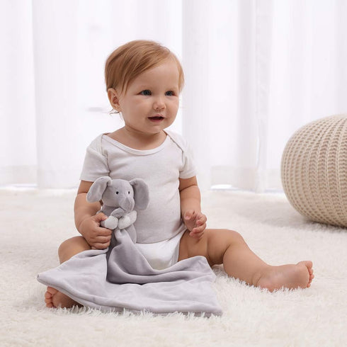 Apricot Lamb Stuffed Animals Security Blanket Gray Elephant Infant Nursery Character Blanket Luxury Snuggler Plush(Gray Elephant, 13 Inches)...