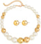 HIIXHC Boho Round Pearl Jewelry Set Chunky Geometric bead Necklace Set for Women Girls...