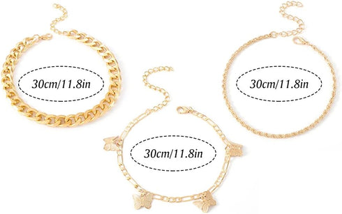 Layering Ankle Bracelet Butterfly Anklets Link Paperclip Foot Chain Beach Foot Jewelry for Women...