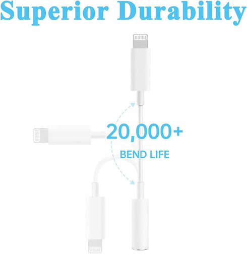 Apple MFi Certified 2 Pack Lightning to 3.5mm Headphone Adapter, Aux Audio Jack Dongle Earphones Converter Compatible with iPhone 14 Pro13 12 11 X...