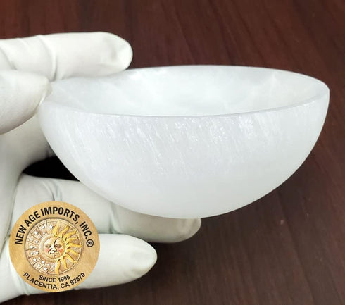 Selenite Bowl 3.5 to 4", Great for Altar use, Ritual use, Incense Burner, smudging Bowl, Decoration Bowl, offering Bowl - New Age Imports, Inc. (S...