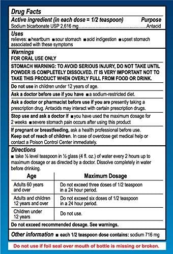 De La Cruz Pure Sodium Bicarbonate - USP Grade Bicarbonate of Soda – 100% Pure Baking Soda – Aluminum Free Antacid Powder for Heartburn & Indigest...