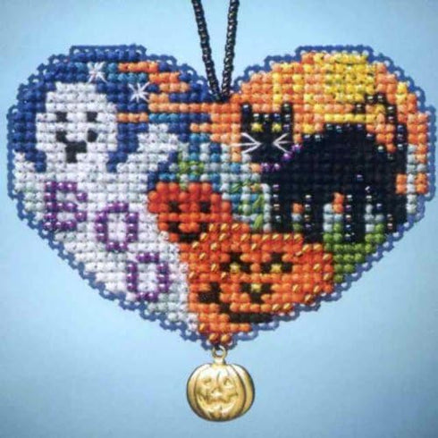 Love Halloween Beaded Counted Cross Stitch Charmed Ornaments Kit Mill Hill 2013 I Love MH163105...