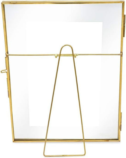 Isaac Jacobs 6x8, Antique Gold, Vintage Style Brass and Glass, Metal Floating Picture Frame (Vertical) with Locket Closure, for Photos, Art, & Mor...