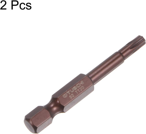 2pcs T20 Torx Bit 1/4" Hex Shank 2" Length Magnetic Security Star Screwdriver Power Tool, Red...