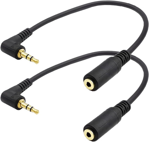 Seadream 2Pack 3.5mm Angle Male to 2.5mm Female Headset Audio Adapter Cable Extender Stereo Jack 8inch 3-Pole...