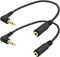 Seadream 2Pack 3.5mm Angle Male to 2.5mm Female Headset Audio Adapter Cable Extender Stereo Jack 8inch 3-Pole...