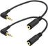Seadream 2Pack 3.5mm Angle Male to 2.5mm Female Headset Audio Adapter Cable Extender Stereo Jack 8inch 3-Pole...