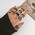 Black Knuckle Rings Set for Women Vintage Stackable Midi Rings Boho Crystal Pearl Sea Wave Finger Ring Pack...