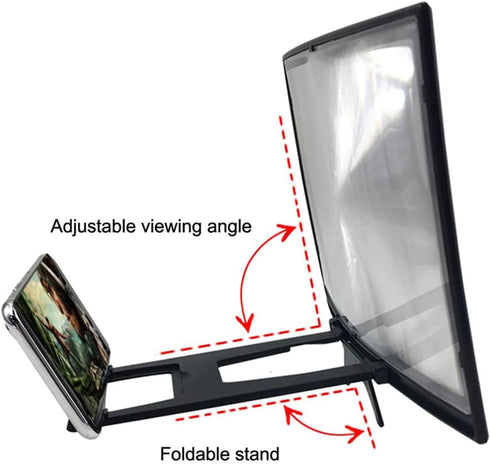 12" 3D Curved HD Screen Magnifier for Cell Phone with Foldable Phone Stand Holder Compatible with All Smartphones...