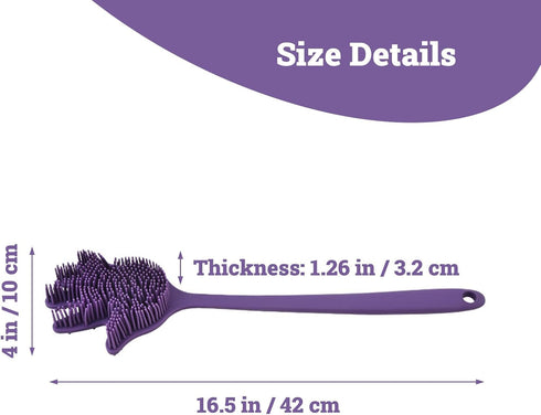 Silicone Bath Brush Palm Shape Scrubber for Shower Long Bristles Dual Sided Scrubber for Shower Exfoliating and Massage Long Handle Body Scrubber ...