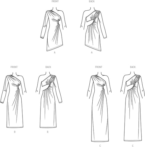 Simplicity Misses' One Shoulder Knit Dress Sewing Pattern Packet, Design Code S9885, Sizes 18-20-22-24-26...