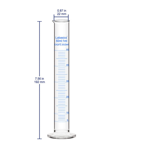 2-Pack 50 ml Borosilicate Glass Graduated Cylinder Measuring Cylinder...