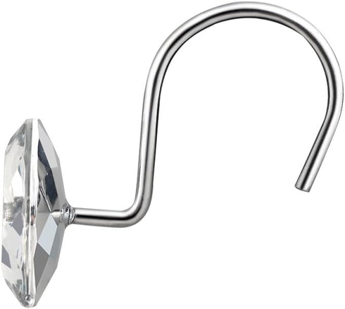 HBlife 12 Pcs Acrylic Decorative Rolling Diamond Shower Curtain Hooks Rust Proof Rhinestones Crystal Bling Shower Curtain Hooks for Curtain and Sh...