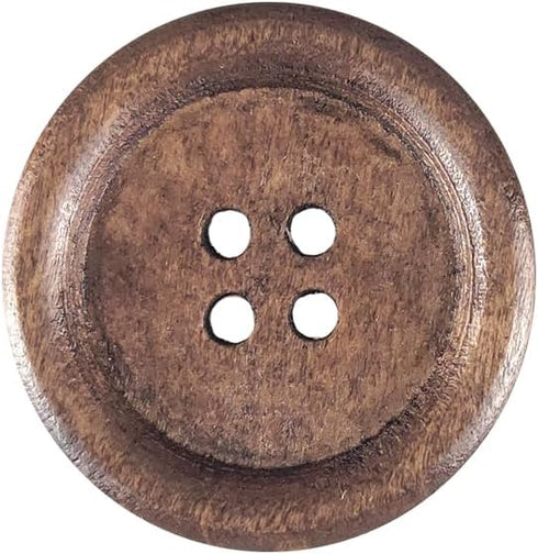 50 Pcs Classic Wooden Buttons, 1-Inch (25mm) Diameter - Brown,for Sewing Projects...