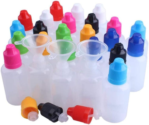 100MLx20 LDPE Plastic Dropper Bottles Empty Squeeze Liquid Eye Dripper Containers with Child Resistant Cap (Bottles + Mixing Color Caps + Tips+lab...