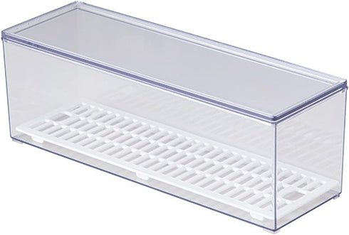 Large Transparent Flatware Tray Kitchen Drawer Organizer With Lid and Drainer - Plastic Kitchen Cutlery Tray and Utensil Storage Container with Co...