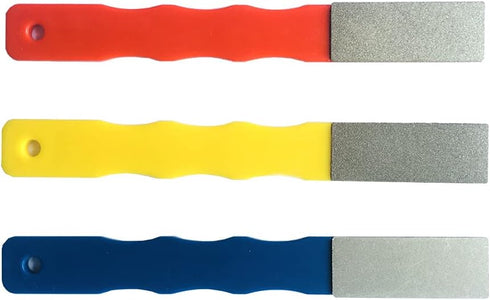 Diamond Color Coded Mini Diamond Hone Kit 3Grits #220,400,600 Flat Hand File Knife Sharpener Red/Yellow/Blue - 3pcs...