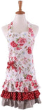 Women's Cotton Floral Apron with Pockets, Adjustable Long Ties for Kitchen Cooking, Baking and Gardening,29x21inch...