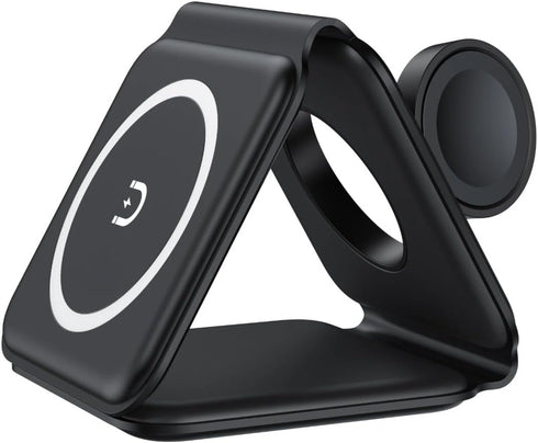 Magnetic Wireless Charging Station 3-in-1, Foldable, Magnetic Fast Charger for iPhone 15/14/13/12 Pro Max, Smart Watch and Earbuds(Black)...