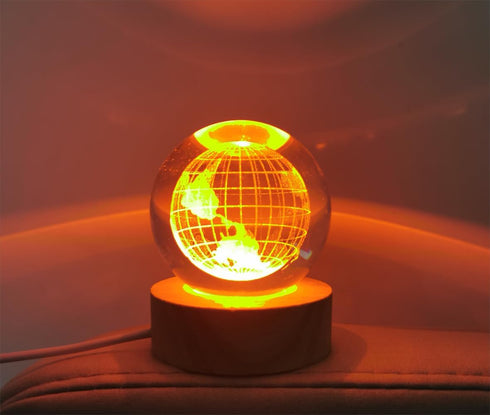 3D Crystal Earth Ball Light with Colorful LED Light Base,Valentine's Day Gift,Color Changing Table Lamp with Remote,Unique Gift for Kids,Girlfrien...