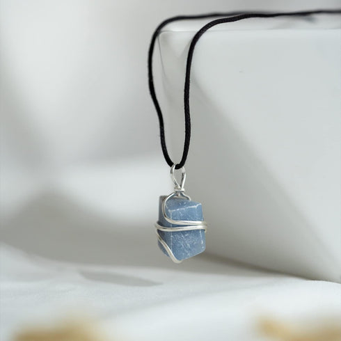 Ayana Crystals Angelite Necklace - Wire Wrapped Healing Crystal Pendant for Serenity & Protection - Handmade Reiki Jewelry with Adjustable Cord...