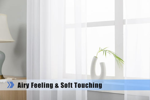 WPM White Sheer Curtains 58" Wide x 84" Long 2 Panels Livingroom Window Treatment Rod Pocket Sheer Voile for Bedroom, Kitchen, Childrens Room Full...