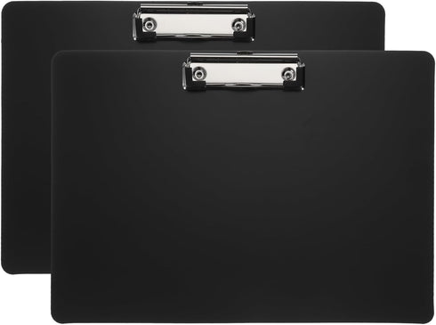PATIKIL 12.4 x 8.86 Inch Clipboard Landscape, 2 Pack A4 PP Plastic Office Clipboards Low Profile Clip for Office Drawing Sketching, Black...