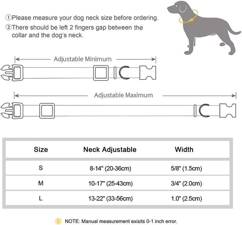 Didog Reflective Dog Collar with Buckle, Adjustable Soft Neoprene Padded Nylon Pet Collars for Small Medium Large Dogs, Red, S...